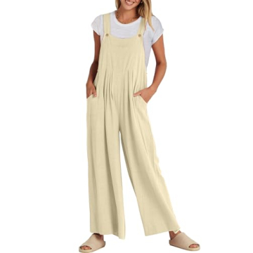 ANRABESS Women’s Jumpsuits Overalls Wide Leg Casual Summer Outfits Linen Rompers