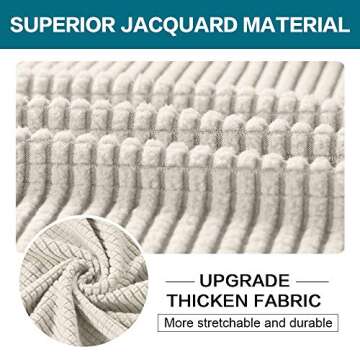 Turquoize 4 Piece Sofa Covers for 3 Cushion Couch Sofa Slipcover Soft Couch Cover for Dogs-Washable Sofa Furniture Covers with 3 Individual Cushion Covers, Jacquard Fabric (3 Cushion Sofa, Ivory)