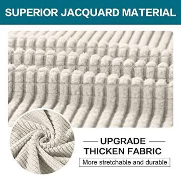 Turquoize 4 Piece Sofa Covers for 3 Cushion Couch Sofa Slipcover Soft Couch Cover for Dogs-Washable Sofa Furniture Covers with 3 Individual Cushion Covers, Jacquard Fabric (3 Cushion Sofa, Ivory)