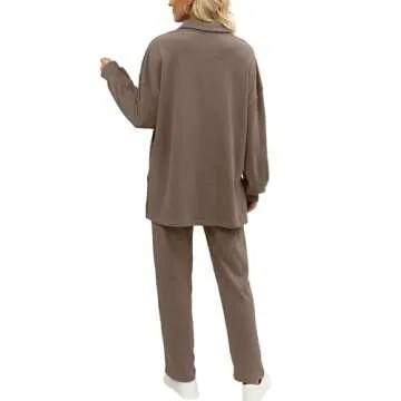 AGSEEM Women's Casual Winter Loungewear Set in Khaki