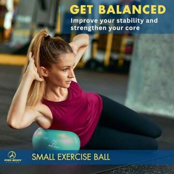 ProBody Pilates Ball Small Exercise Ball with Pump - 9 Inch Workout Ball for Stability, Barre, Yoga, Core & Physical Therapy, Home Gym & Office Use (Aqua)