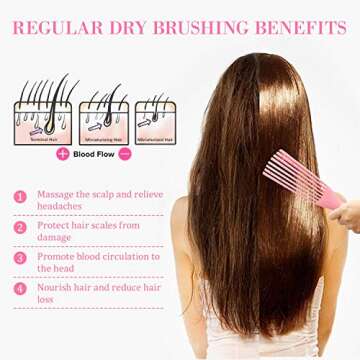 Detangling Brush, Detangler Hair Brushes for Natural Black Hair, 2 Pcs Detangle Comb for Thick Curly Kinky/Coily, Wet/Dry 3/4 abcd African American Hair for Women Kids Men (Pink & Blue)