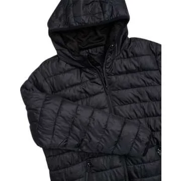 Perry Ellis Men's Winter Jacket - Soft Fleece Quilted Packable Puffer Hooded Down Jackets - Winter Jackets for Men (S-XXL), Size Medium, Ink Black