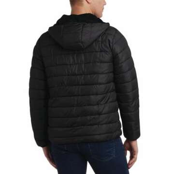Perry Ellis Men's Winter Jacket - Soft Fleece Quilted Packable Puffer Hooded Down Jackets - Winter Jackets for Men (S-XXL), Size Medium, Ink Black