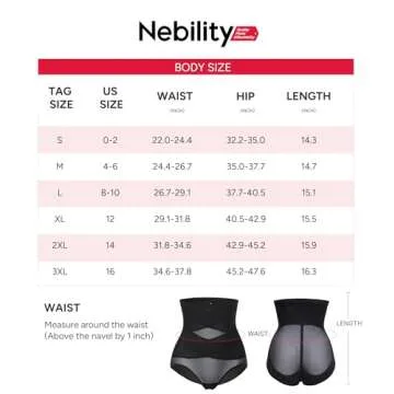 Nebility Womens' Tummy Control High Waist Trainer Body Shaper (US, Alpha, Large, Regular, Regular, Black)