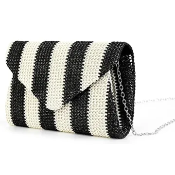 Obosoyo Straw Crossbody Bag Straw Clutch Women Woven Straw Shoulder Bags Summer Beach Envelope Purse Wallet