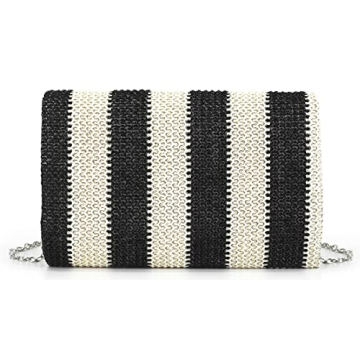 Obosoyo Straw Crossbody Bag Straw Clutch Women Woven Straw Shoulder Bags Summer Beach Envelope Purse Wallet