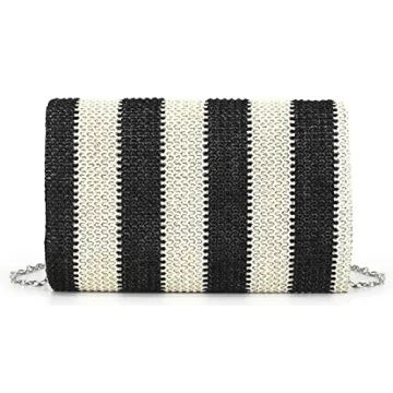 Obosoyo Straw Crossbody Bag Straw Clutch Women Woven Straw Shoulder Bags Summer Beach Envelope Purse Wallet