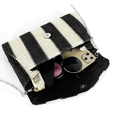 Obosoyo Straw Crossbody Bag Straw Clutch Women Woven Straw Shoulder Bags Summer Beach Envelope Purse Wallet