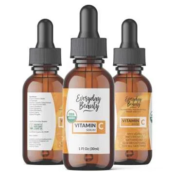 Organic Vitamin C Serum for Face - USDA Certified Facial Serum - Anti Aging For Fine Lines & Wrinkle...