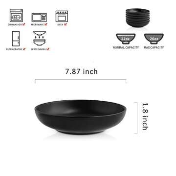 Selamica Ceramic 7.8 inch pasta bowls, 26 Ounce large serving porcelain salad soup bowls, dishwasher...