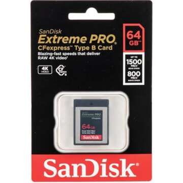 SanDisk Extreme PRO 64GB CFexpress Type-B Memory Card, 1500MB/s Read, 800MB/s Write