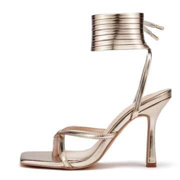 Elisabet Tang Women Sexy Strappy Heeled Sandals,4 inch/10cm Lace Up Square Open Toe Heels Stiletto T...