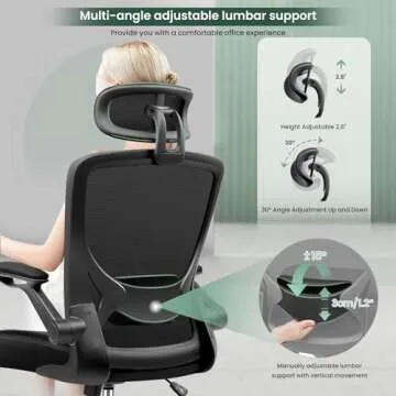 KERDOM Ergonomic Office Chair - Breathable Mesh Support
