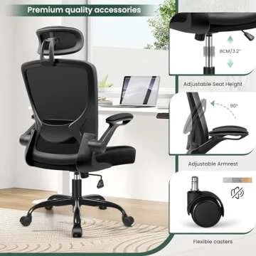 KERDOM Ergonomic Office Chair - Breathable Mesh Support