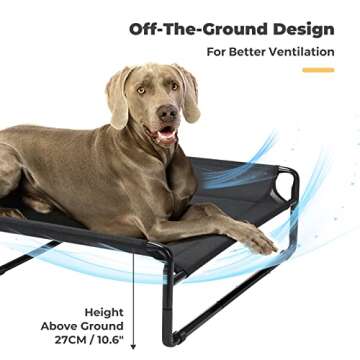 Veehoo Original Cooling Elevated Dog Bed, Outdoor Raised Dog Cots Bed for Large Dogs, Portable Standing Pet Bed with Washable Breathable Mesh, No-Slip Feet for Indoor Outdoor, XX-Large, Black, CWC2201
