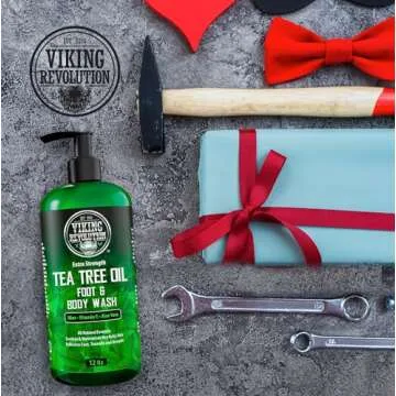 Viking Revolution Tea Tree Body Wash Soap for Men - Helps Athlete's Foot, Jock Itch, Eczema & Body Odors - Extra Strength Tea Tree Oil Men's Body and Foot Wash