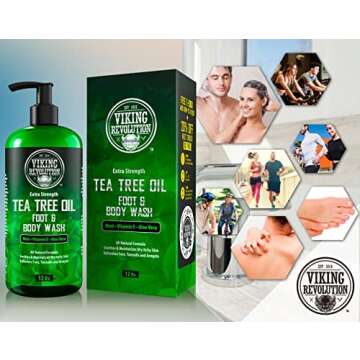Viking Revolution Tea Tree Body Wash Soap for Men - Helps Athlete's Foot, Jock Itch, Eczema & Body Odors - Extra Strength Tea Tree Oil Men's Body and Foot Wash