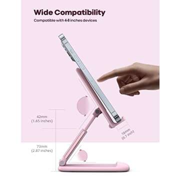 Lamicall Pink Phone Stand, Pink Desk Accessories - Rose Gold Pink Office Cell Phone Holder, for Desk, Desktop, Office Desk Accessories, Desk Decor for Women, Suitable for iPhone, 4-8'' Phone