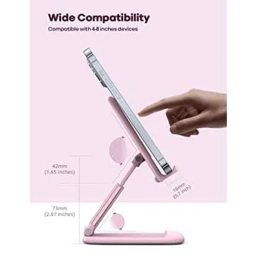 Lamicall Pink Phone Stand, Pink Desk Accessories - Rose Gold Pink Office Cell Phone Holder, for Desk, Desktop, Office Desk Accessories, Desk Decor for Women, Suitable for iPhone, 4-8'' Phone