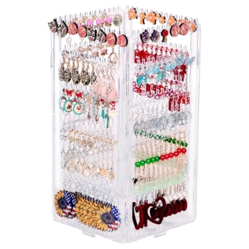 17Dec 360 Rotating Earring Holder Organizer Stand,5 Tiers Acrylic Jewelry Organizers and Storage,Stu...