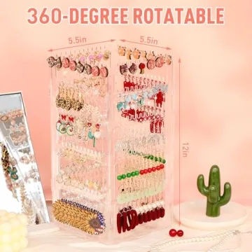 17Dec Rotating Earring Holder Organizer - 5-Tier Acrylic Storage