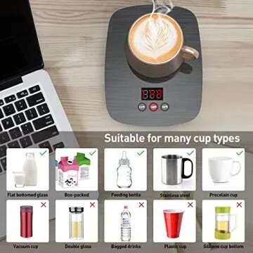 Mug Warmer,Coffee Warmer for Desk Office Home Use, Electric Cup Warmer with Three Temperature Settings,Coffee hot Plate for Cocoa Tea Water Milk with Auto Shut Off After 4H Feature (Grey/Without Mug)