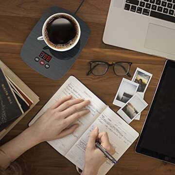 Mug Warmer,Coffee Warmer for Desk Office Home Use, Electric Cup Warmer with Three Temperature Settings,Coffee hot Plate for Cocoa Tea Water Milk with Auto Shut Off After 4H Feature (Grey/Without Mug)