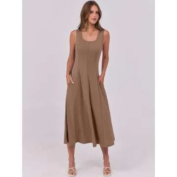 Stylish ANRABESS Womens Casual Summer Midi Dress