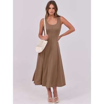 Stylish ANRABESS Womens Casual Summer Midi Dress
