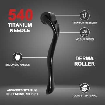 540 Titanium Derma Roller - Microneedle Micro Needle Roller for Men and Women Home Use - Microneedli...