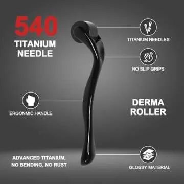 540 Titanium Derma Roller - Microneedle Micro Needle Roller for Men and Women Home Use - Microneedli...