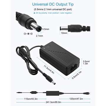 ALITOVE DC 12V 5A Power Supply Adapter for LED Lights