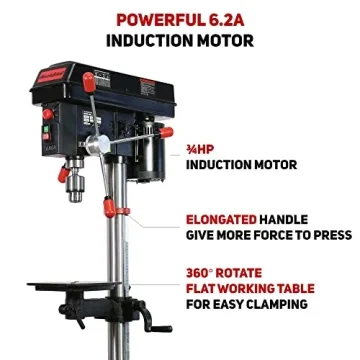 BUCKTOOL 12 INCH Professional Bench Drill Press with Laser