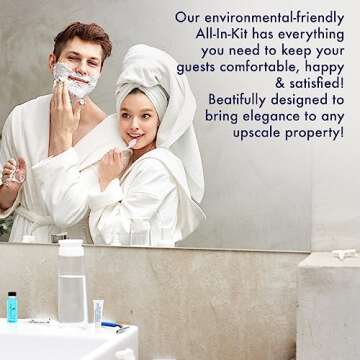 Personal Care Travel Toiletries | 1-Shoppe Amenities Kit | Travel Shaving Set, Toothbrush & Paste, Mouthwash, Makeup Wipes, Swabs, Nail File & Sewing Kit | 300 Pieces