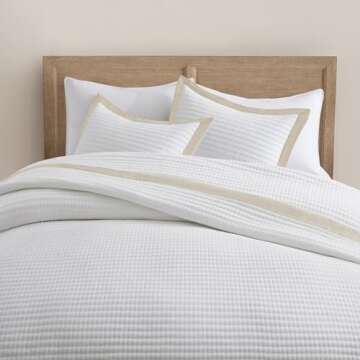 Bonlino White Quilt Set King Size - Farmhouse Soft Striped Stitch Bedding Bedspread Coverlet Summer Lightweight Quilt Bed Sets with 2 Pillow Shams for Home All Season with Linen Border