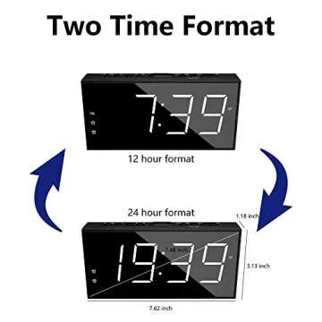 Alarm Clock for Bedroom, 2 Alarms Loud LED Big Display Plug in Simple Basic Digital Clock with USB Charging Port, Adjustable Volume, Dimmable, Snooze for Deep Sleepers Kids Elderly Home Office