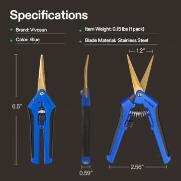VIVOSUN Curved Gardening Scissors 6.5 Inch Hand Pruner Shear with Titanium Coated Blades 1-Pack