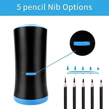 AFMAT Artist Pencil Sharpener, Charcoal Pencil Sharpener, Long Point Pencil Sharpener, Art Pencil Sharpener for 6-9.6mm Large Pencils, Rechargeable Pencil Sharpeners for Art Pencils-Blue