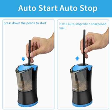 AFMAT Artist Pencil Sharpener, Charcoal Pencil Sharpener, Long Point Pencil Sharpener, Art Pencil Sharpener for 6-9.6mm Large Pencils, Rechargeable Pencil Sharpeners for Art Pencils-Blue