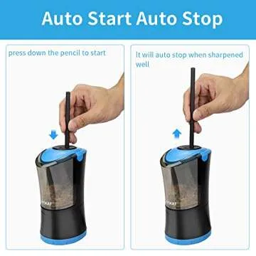 AFMAT Artist Pencil Sharpener, Charcoal Pencil Sharpener, Long Point Pencil Sharpener, Art Pencil Sharpener for 6-9.6mm Large Pencils, Rechargeable Pencil Sharpeners for Art Pencils-Blue