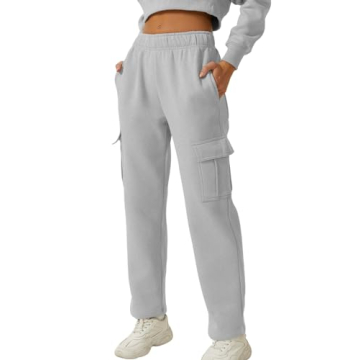 QINSEN Women's Elastic Waist Long Pants - Thick Fleece Sweatpants for Winter Leisure
