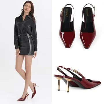 iiimmu Dark Red Stiletto Heels for Women Evening Dress Shoes