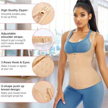 Gotoly Quick Weight Loss, Adjustable Straps Body Shaper Waist Cincher Tank Top (XL Fits 30.7-33.8 Inch Waistline, Beige)