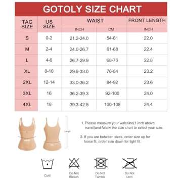 Gotoly Quick Weight Loss, Adjustable Straps Body Shaper Waist Cincher Tank Top (XL Fits 30.7-33.8 Inch Waistline, Beige)