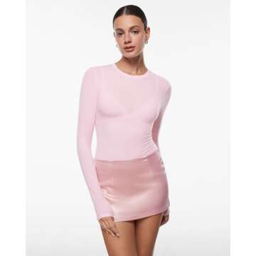 INLYRIC Women's Long Sleeve T-Shirts Crew Neck Basic Fitted Slim Crop Tops Going Out Trendy Tops Spr...