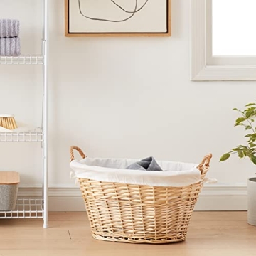 Natural Brown Willow Wicker Laundry Basket with Handles