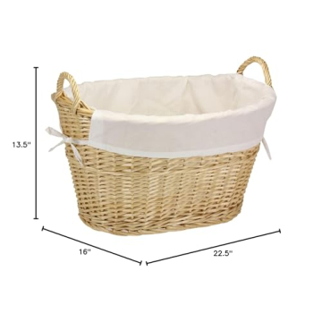 Natural Brown Willow Wicker Laundry Basket with Handles