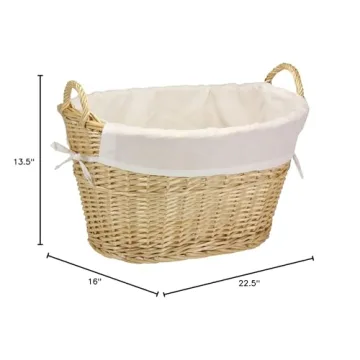 Natural Brown Willow Wicker Laundry Basket with Handles