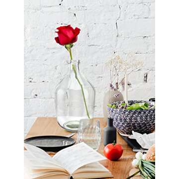 Serene Spaces Living Clear/Brown Tall Vase, Bottle Glass Vase, Elegant Home Decor for Fresh or Dried...